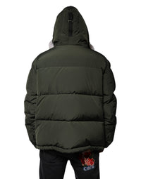 Dsquared² Green Hooded Long Sleeves Fur Shearling Men's Jacket