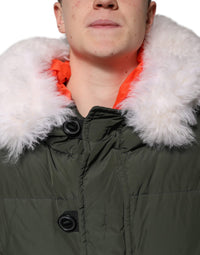 Dsquared² Green Hooded Long Sleeves Fur Shearling Men's Jacket
