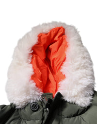 Dsquared² Green Hooded Long Sleeves Fur Shearling Men's Jacket