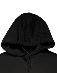 Dolce & Gabbana Black Cotton Hooded DG Shield Pullover Men's Sweater