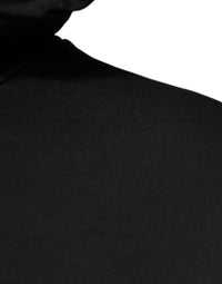 Dolce & Gabbana Black Cotton Hooded DG Shield Pullover Men's Sweater