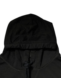 Dolce & Gabbana Black Cotton Hooded DG Shield Pullover Men's Sweater
