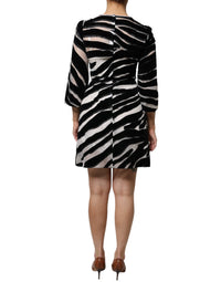 Dolce & Gabbana Black White Zebra A-line Sheath Mini Women's Dress