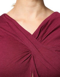 Roberto Cavalli Maroon Jumper Keyhole Knit Pullover Women's Sweater