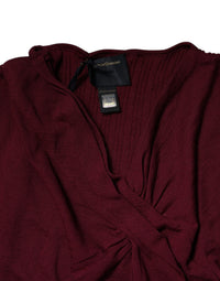 Roberto Cavalli Maroon Jumper Keyhole Knit Pullover Women's Sweater