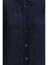 Giorgio Armani Men Silk Blend Devoré Velvet Twill Shirt