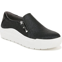 Time Off Now Womens Zipper Lifestyle Slip-On Sneakers Black