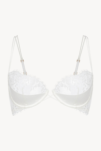 La Perla Off-White Underwired Balconette Bra With Leavers Lace Trim Plm004071