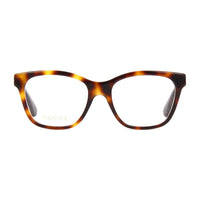 Gucci Eyeglasses Square Full Rim, Shiny Havana Frame and Clear Demo Lenses Lens GG0420O003