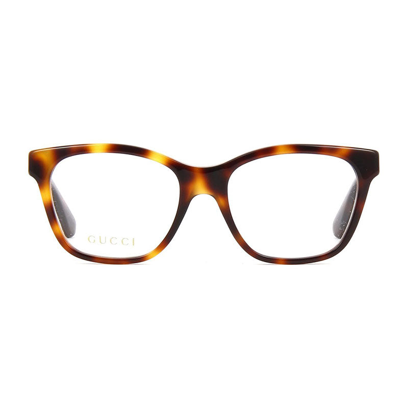 Gucci Eyeglasses Square Full Rim, Shiny Havana Frame and Clear Demo Lenses Lens GG0420O003