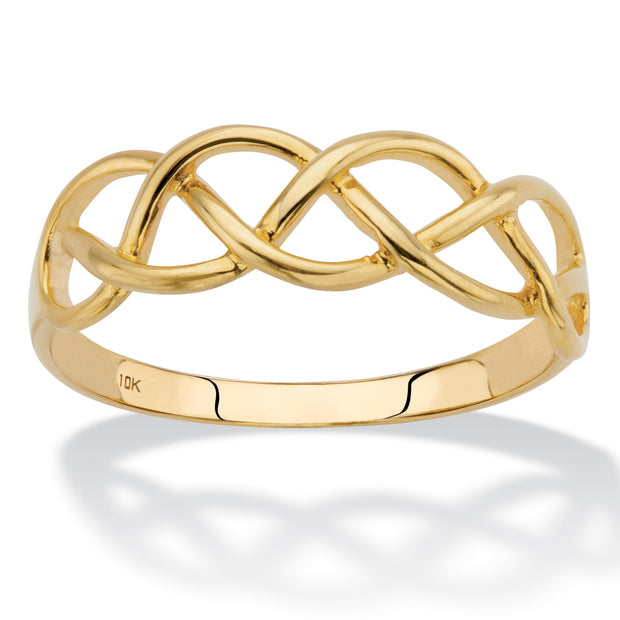 PalmBeach Jewelry 10K Yellow Gold Braided Twist Ring (1.8mm) Sizes 6-10