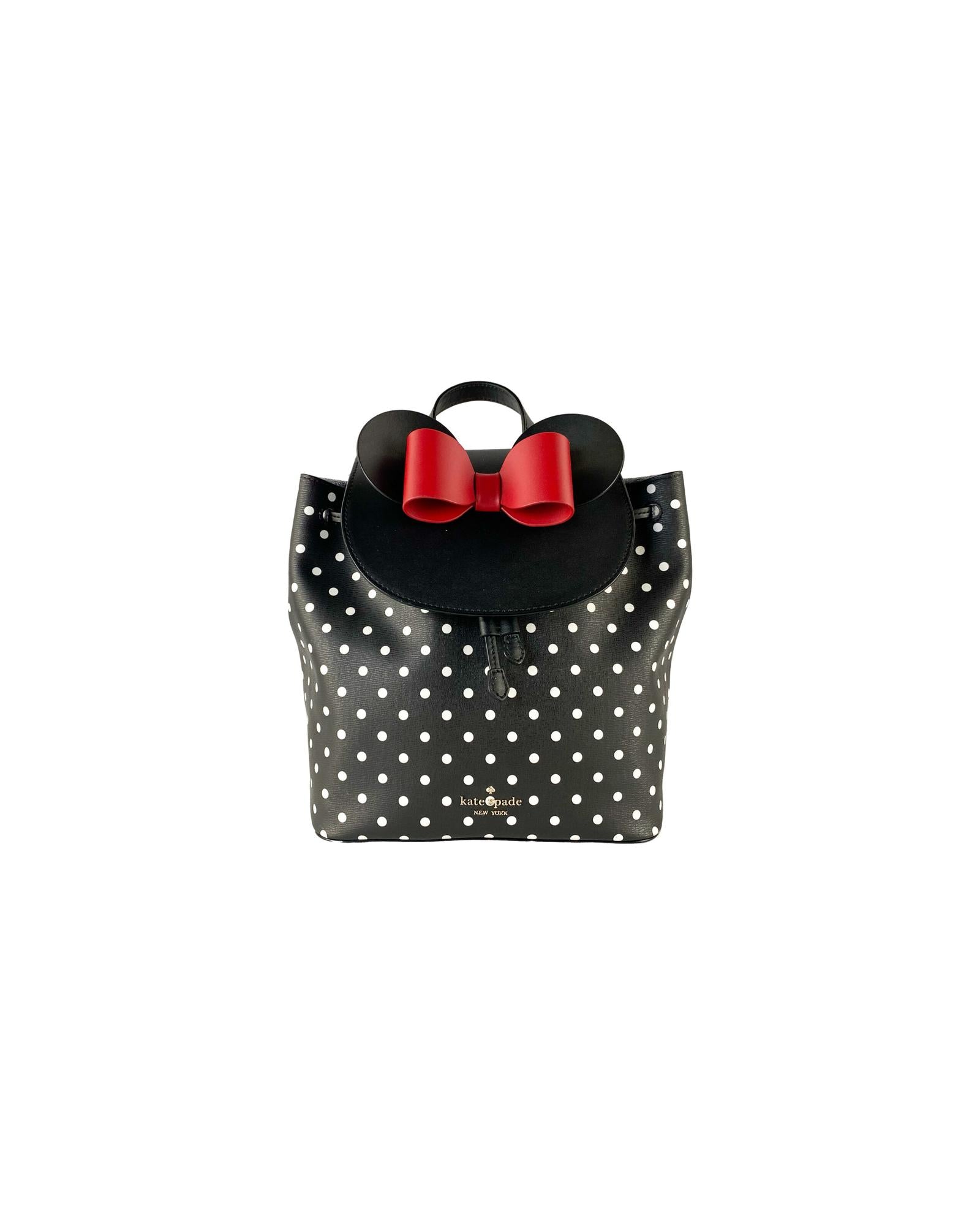 Kate Spade Mickey Mouse Mini Backpack in Black with White Polka Dots ONE SIZE Black and White.