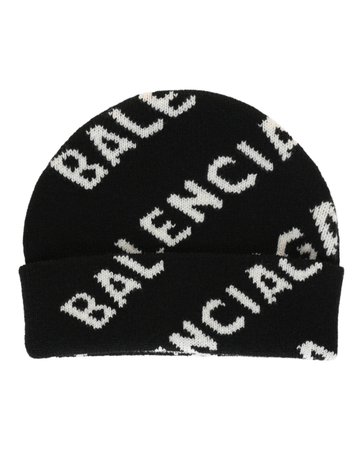 Balenciaga Womens Allover Logo Knit Beanie