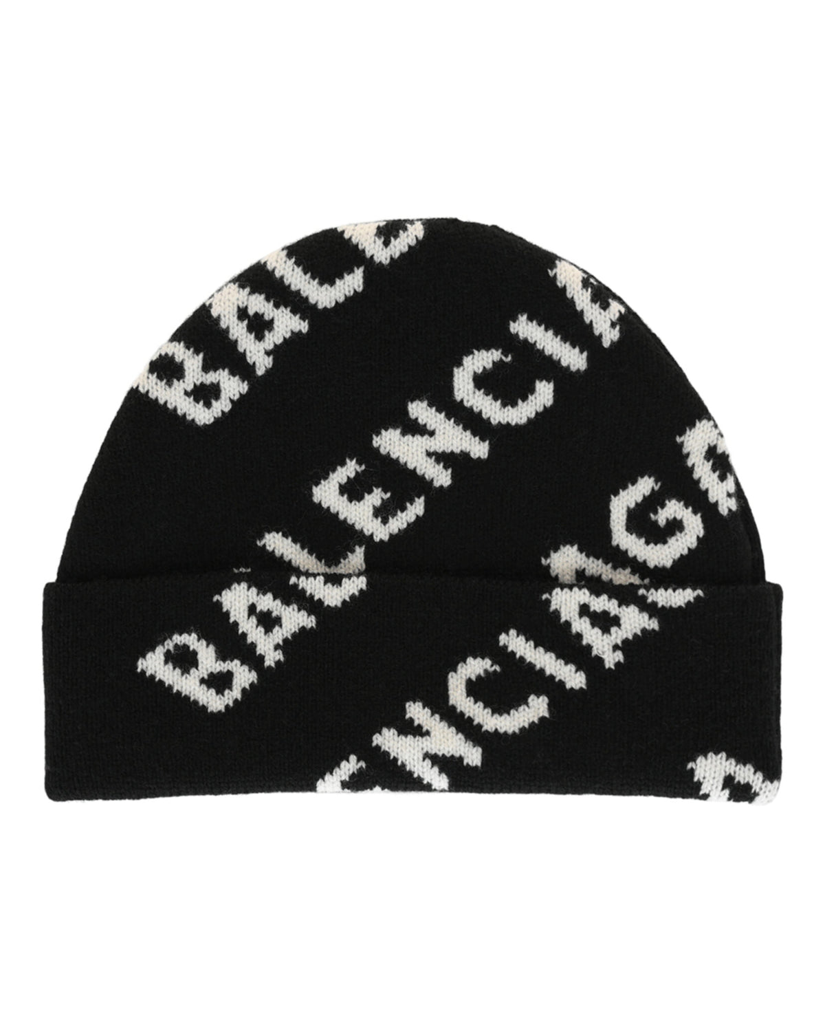 Balenciaga Womens Allover Logo Knit Beanie