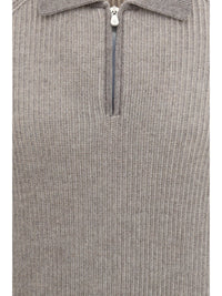 BRUNELLO CUCINELLI Brunello Cucinelli Men Cashmere Milano Stitch Polo Sweater With Zip