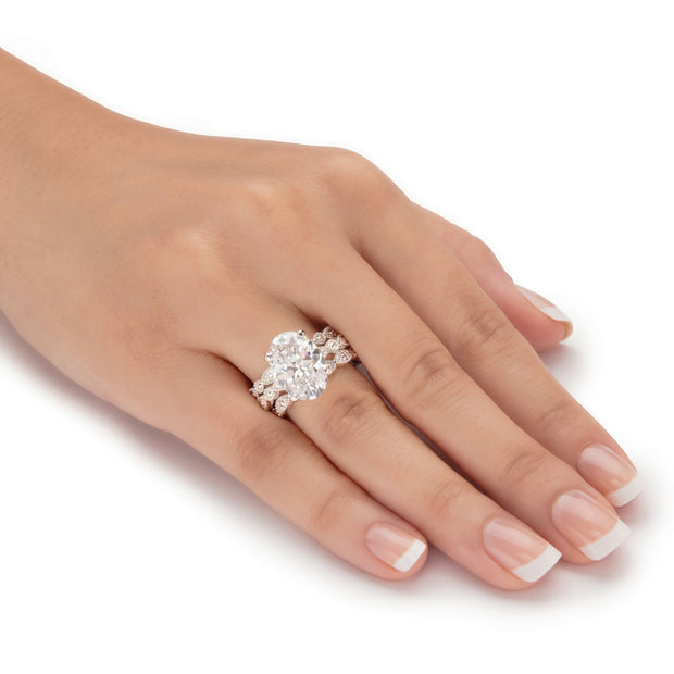 PalmBeach Jewelry Platinum-plated Oval Cut Cubic Zirconia Eternity Bridal Ring Set Sizes 6-10