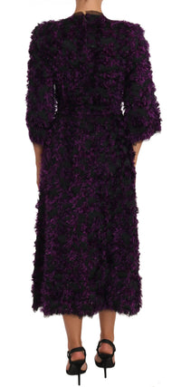 Dolce & Gabbana Purple Fringe Midi Sheath Women's Dress