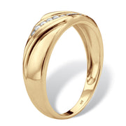 PalmBeach Jewelry Men's Yellow Gold-plated Sterling Silver Round Genuine Diamond Diagonal Ring (1/7 cttw, I Color, I3 Clarity) Sizes 9-13