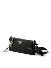 Prada Women Small Re-Nylon And Leather Shoulder Bag With Padlock