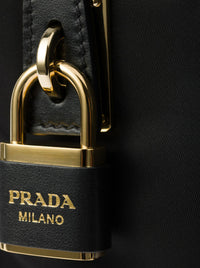 Prada Women Small Re-Nylon And Leather Shoulder Bag With Padlock