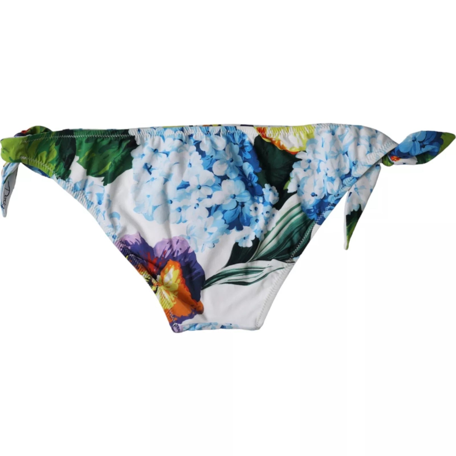 Dolce & Gabbana White Floral Print Swimsuit Bikini Bottom Women's Swimwear