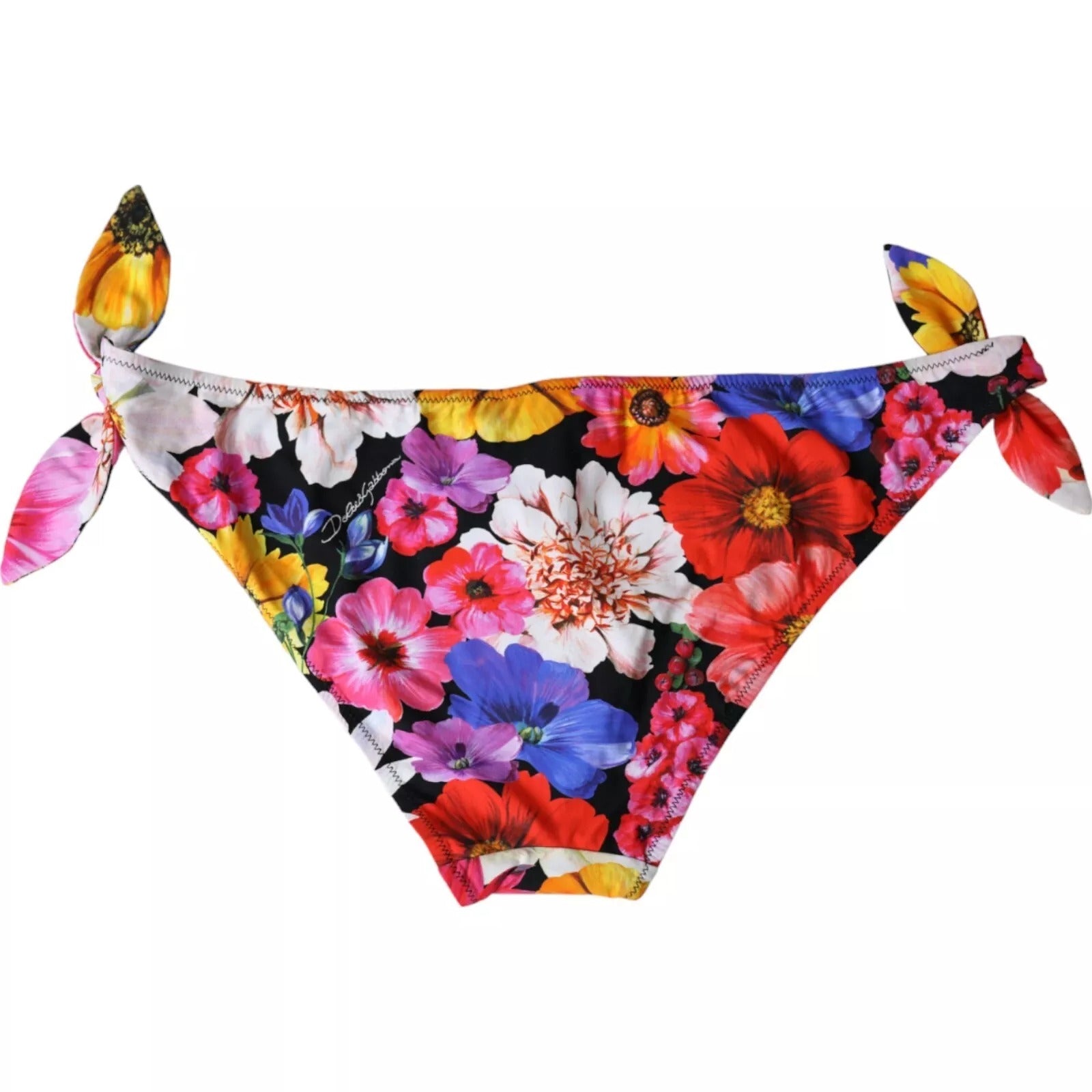 Dolce & Gabbana Black Floral Print Swimsuit Bikini Bottom Women's Swimwear