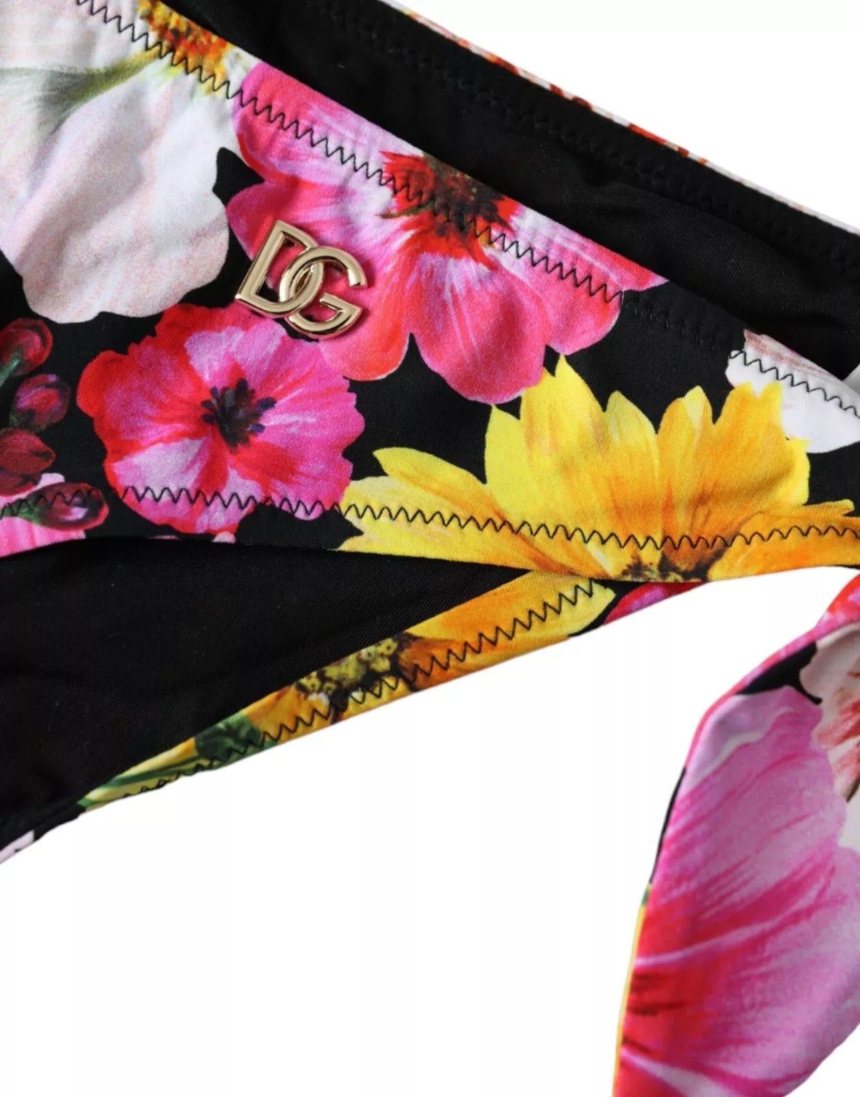 Dolce & Gabbana Black Floral Print Swimsuit Bikini Bottom Women's Swimwear