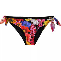 Dolce & Gabbana Black Floral Print Swimsuit Bikini Bottom Women's Swimwear