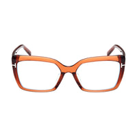 Tom Ford Tom Ford Eyeglasses Cat Eye Full Rim, Shiny Dark Brown Frame and Clear/Blue-Light Block Lenses Lens FT5991-F-B048
