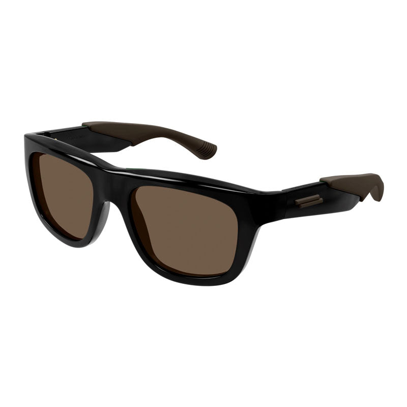 Bottega Veneta Sunglasses Square Full Rim, Shiny Black/Brown Frame and Brown Lens BV1233S002