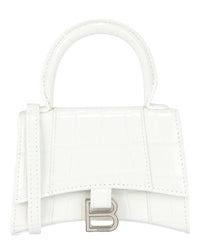 Balenciaga Womens Hourglass Xs Crocodile Embossed Top Handle Bag