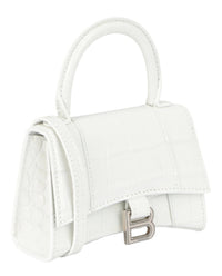 Balenciaga Womens Hourglass Xs Crocodile Embossed Top Handle Bag