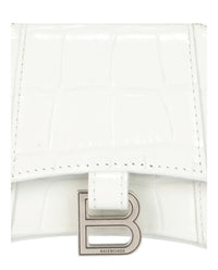 Balenciaga Womens Hourglass Xs Crocodile Embossed Top Handle Bag