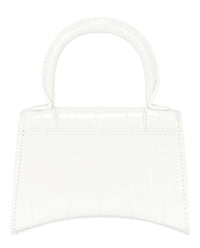 Balenciaga Womens Hourglass Xs Crocodile Embossed Top Handle Bag