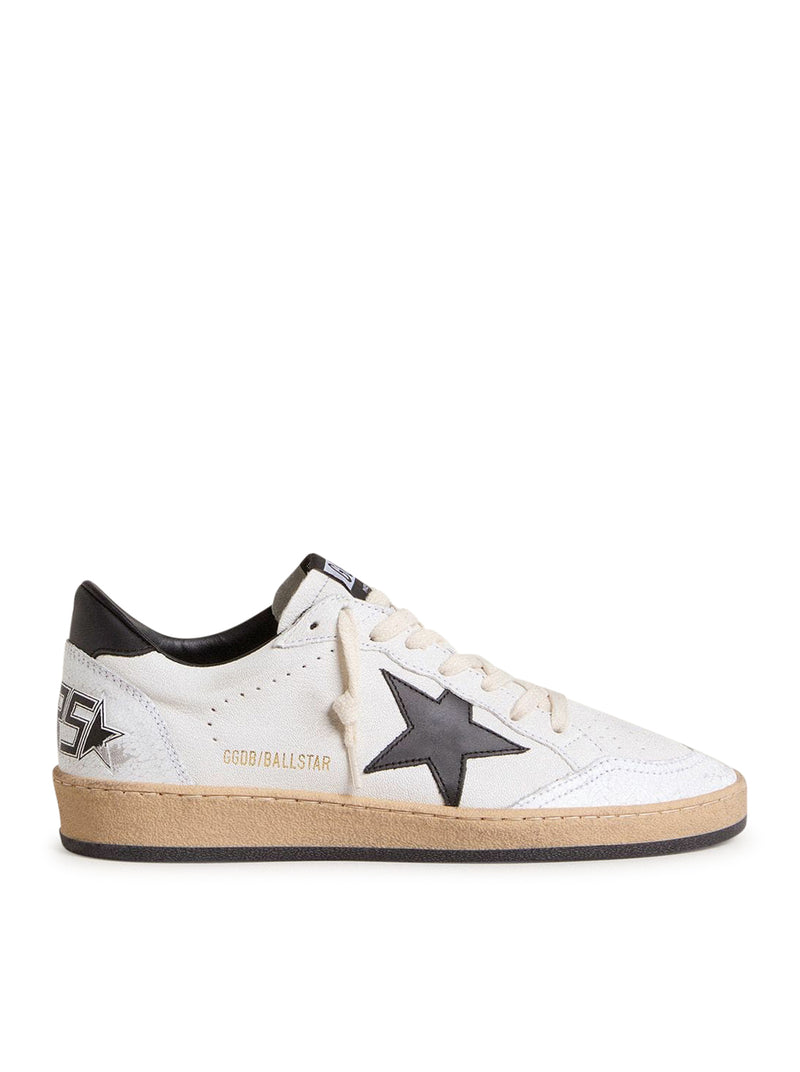 Golden Goose Deluxe Brand Women Ball-Star Sneakers In White Nappa With Black Star