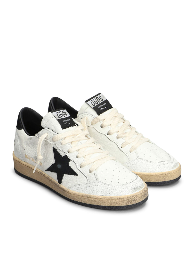 Golden Goose Deluxe Brand Women Ball-Star Sneakers In White Nappa With Black Star