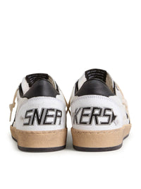 Golden Goose Deluxe Brand Women Ball-Star Sneakers In White Nappa With Black Star