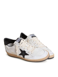 Golden Goose Deluxe Brand Women Ball-Star Sneakers In White Nappa With Black Star