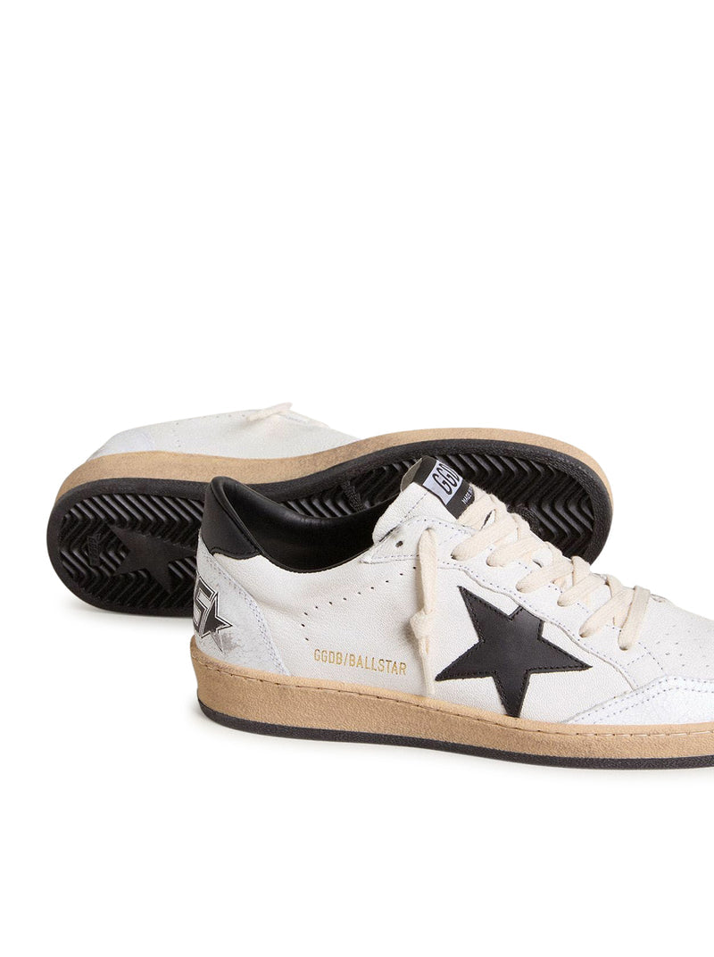 Golden Goose Deluxe Brand Women Ball-Star Sneakers In White Nappa With Black Star