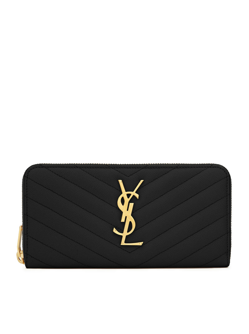 Saint Laurent Saint Laurent Women Cassandre Matelassé Zip Wallet In Grain De Poudre Embossed Leather