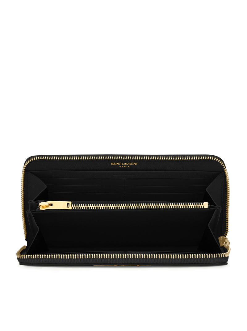 Saint Laurent Saint Laurent Women Cassandre Matelassé Zip Wallet In Grain De Poudre Embossed Leather