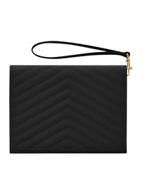 Saint Laurent Saint Laurent Women Cassandre Quilted Flap Pouch In Embossed Powder Grain Leather Quilted
