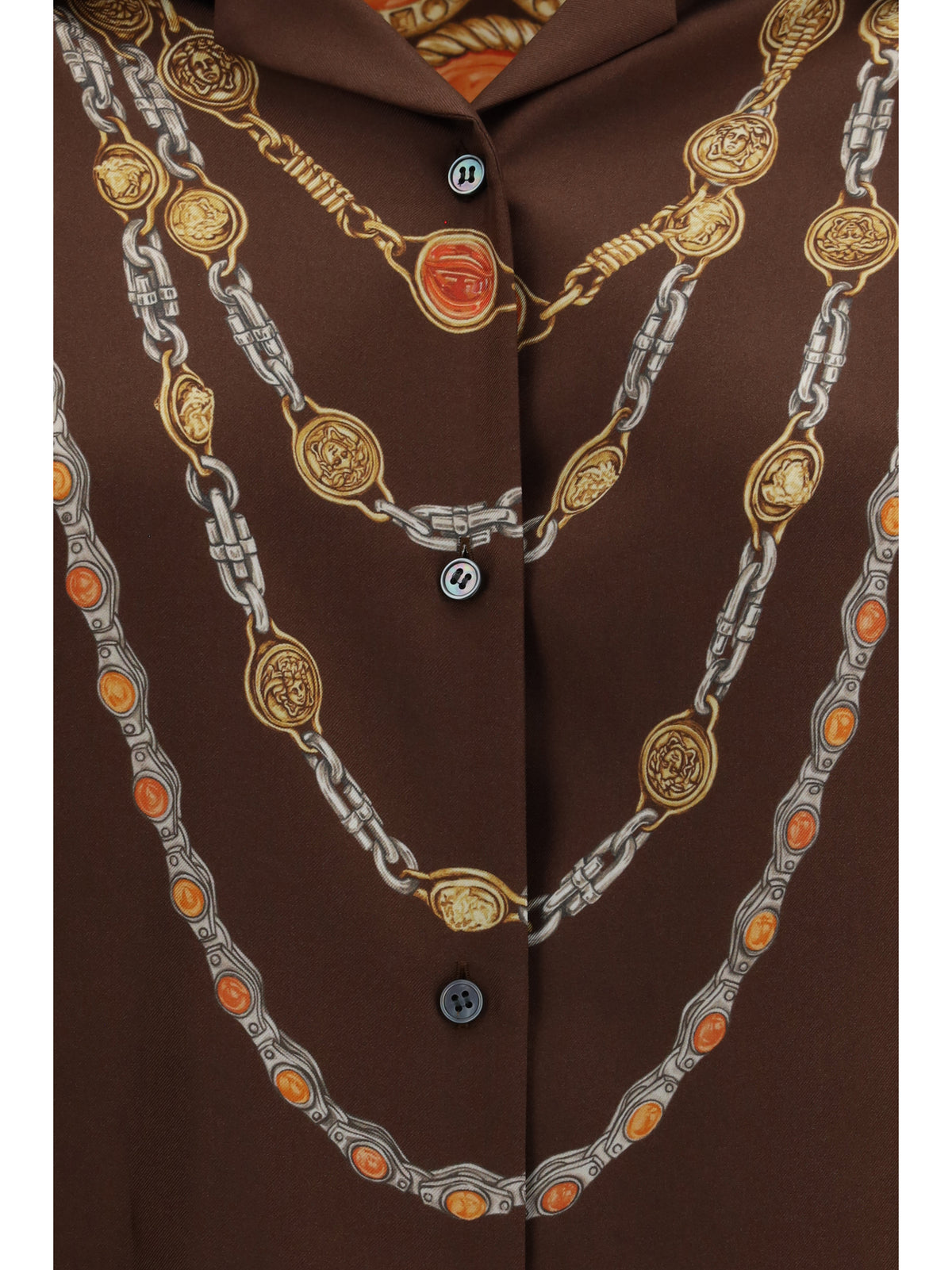 Versace Women Chain Print Buttoned Shirt