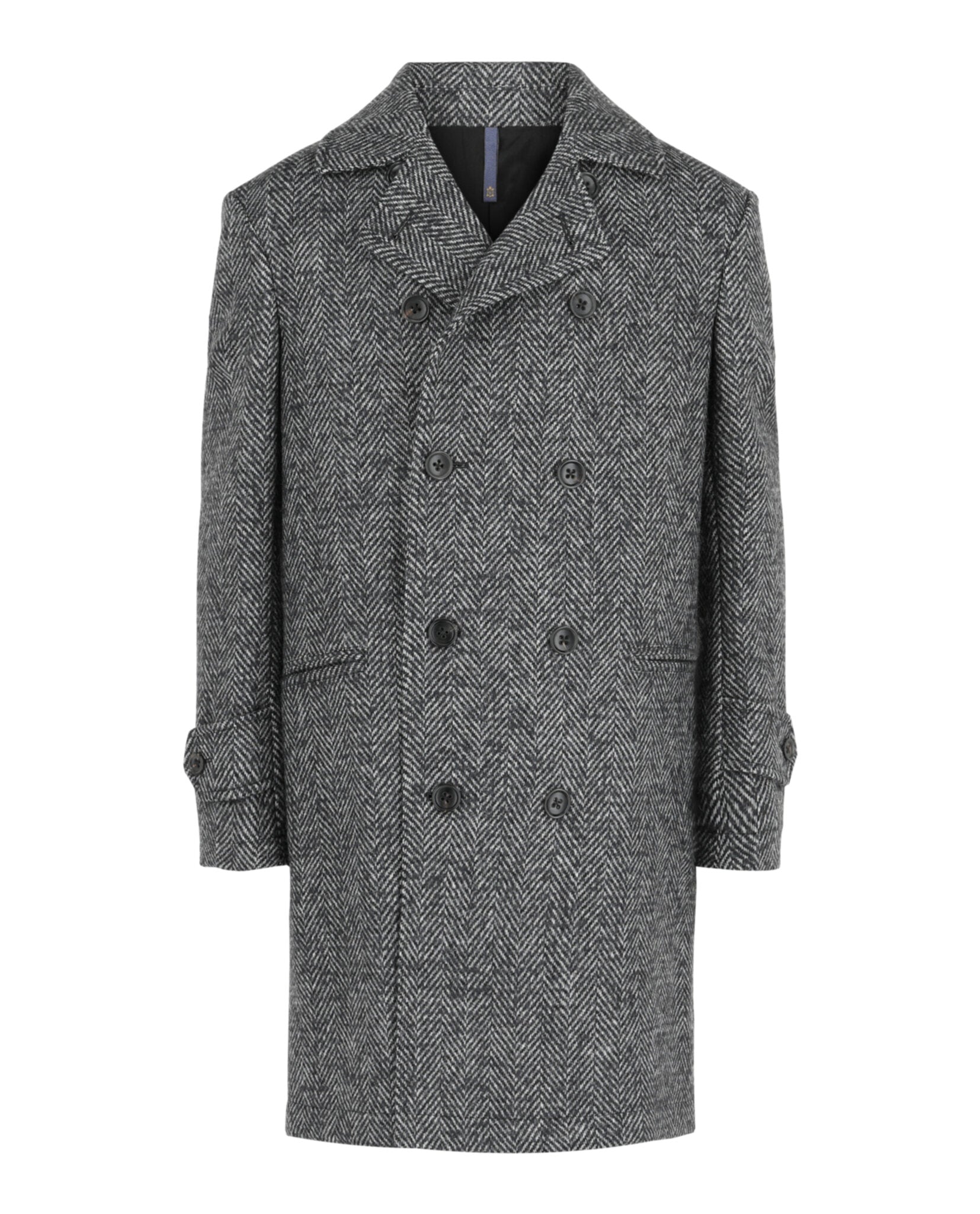 Slowear Mens Monterdoro Herringbone Double-Breasted Coat