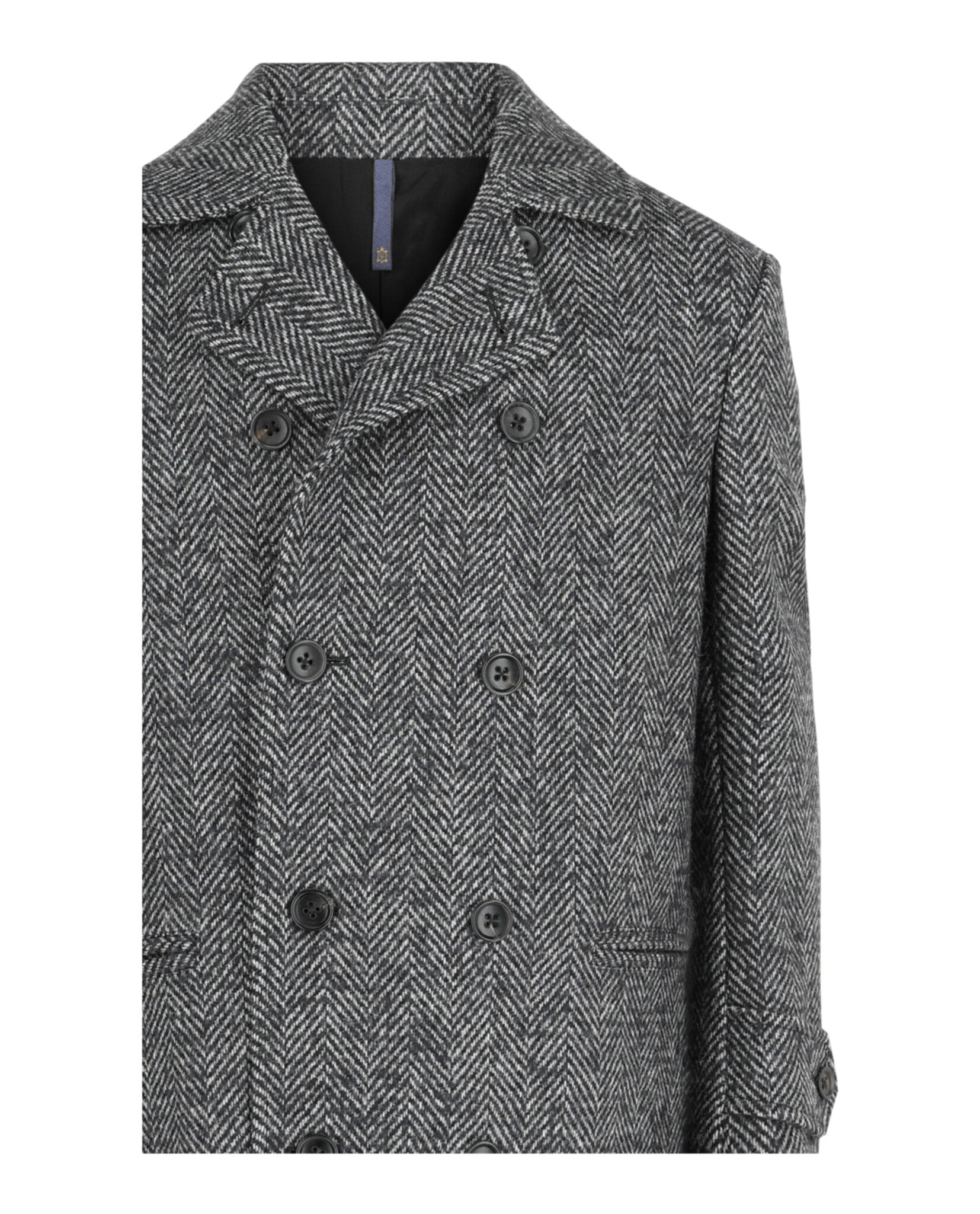 Slowear Mens Monterdoro Herringbone Double-Breasted Coat