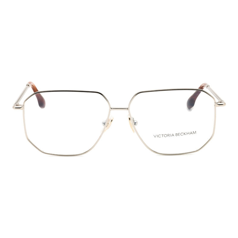 Victoria Beckham Eyeglasses Geometric Full Rim, Silver Frame and Clear Demo Lenses Lens VB2115040