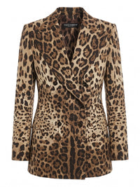 Dolce & Gabbana Women Turlington Leo-Print Wool Double-Breasted Jacket