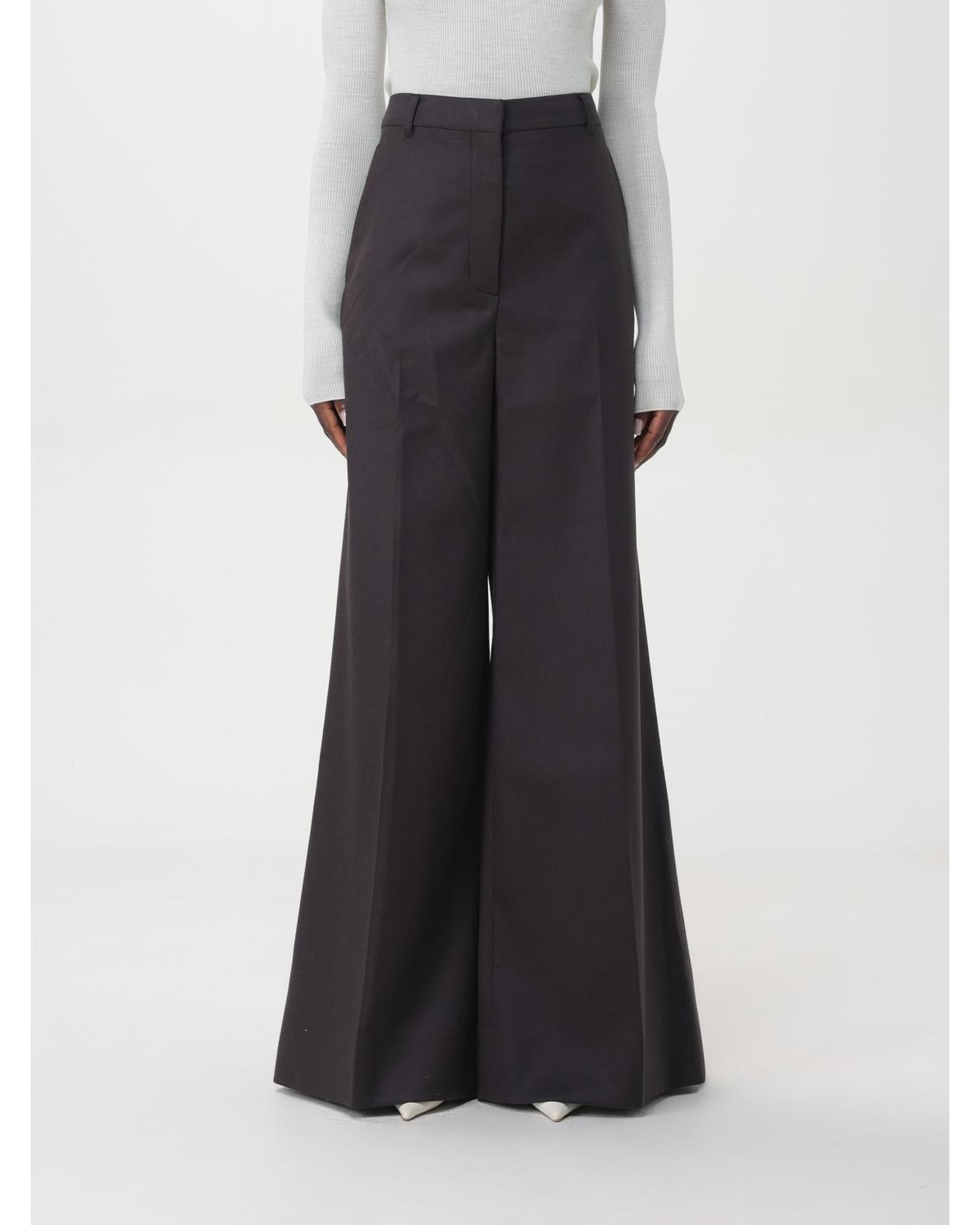Stella Mccartney Wide Leg Trousers Recycled Wool Blend Women Brown Pants