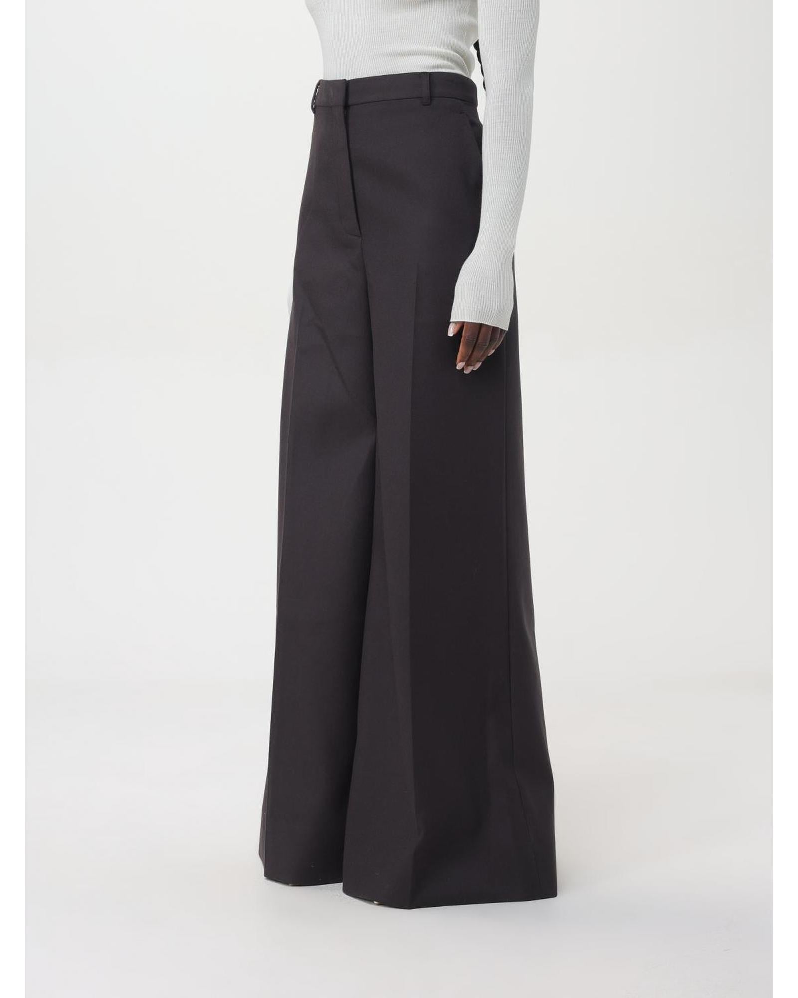 Stella Mccartney Wide Leg Trousers Recycled Wool Blend Women Brown Pants