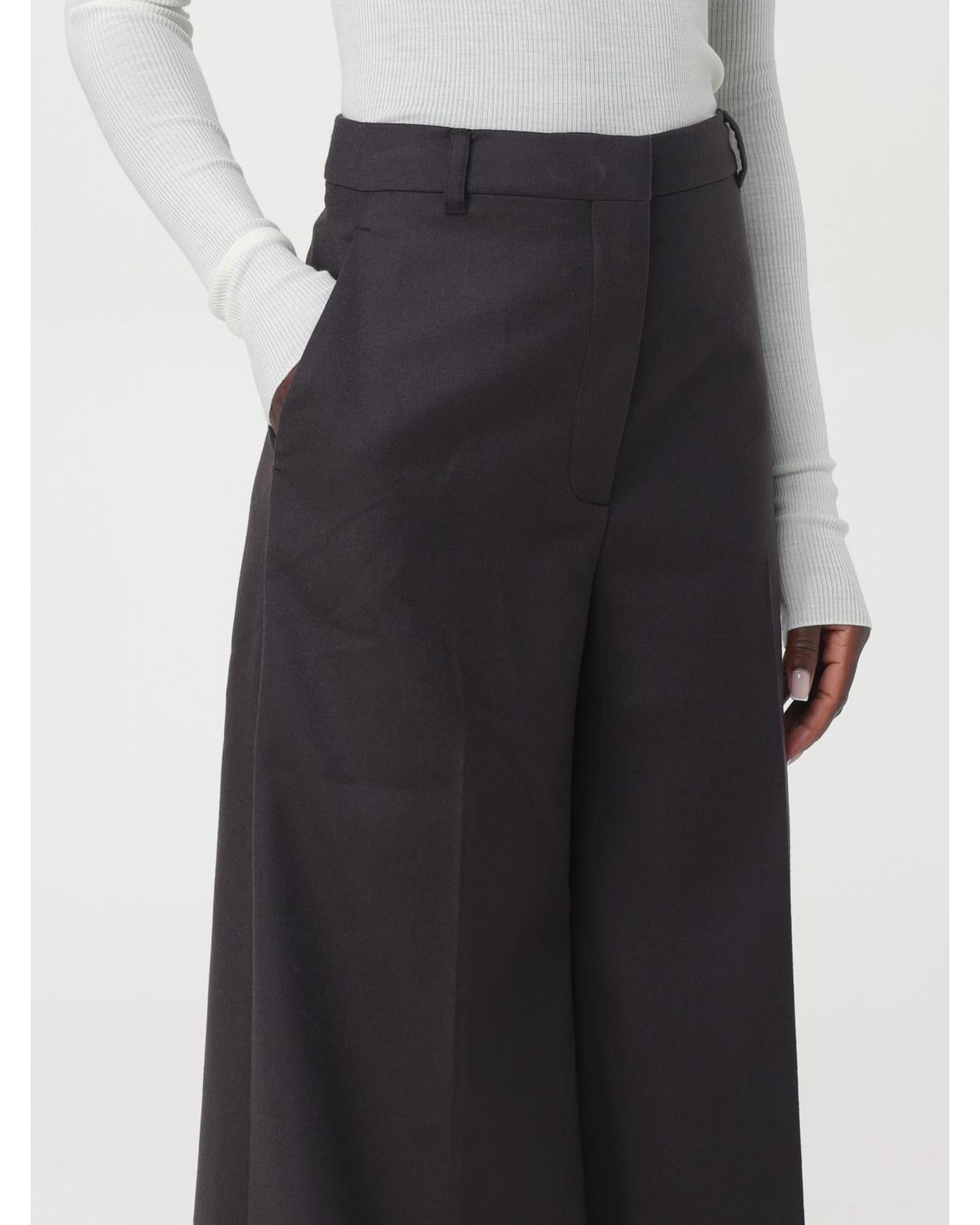 Stella Mccartney Wide Leg Trousers Recycled Wool Blend Women Brown Pants